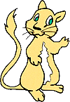 A yellow gerbil waves hello.